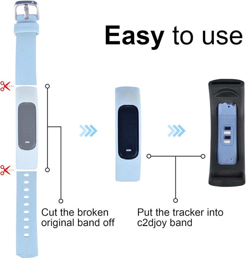C2D JOY Strap TPU Wristband Compatible with Garmin vivosmart 3/vivosport/vivosport, Activity and Fitness Tracker - Image 3